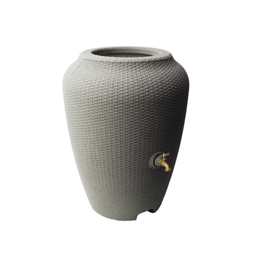 Algreen Wicker Texture 50 Gallon Rain Barrel for Water Storage